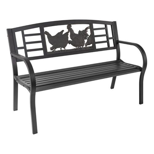 Painted Sky Designs Gray Steel Chickens Garden Bench - Primary Image
