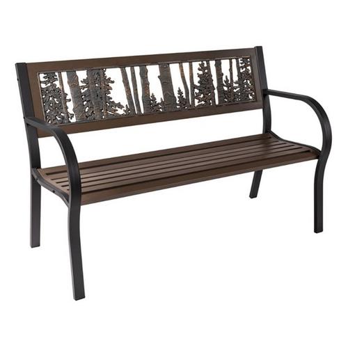 Painted Sky Designs Aspen and Evergreens Tube Steel Garden Bench - Primary Image