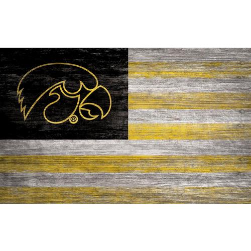Fan Creations Iowa Hawkeyes Distressed Flag Sign - Primary Image