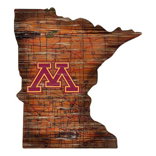 Fan Creations Minnesota Golden Gophers Distressed State Sign - Primary Image