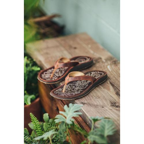 Women's OluKai Paniolo Leather Flip Flop Sandals - Primary Image