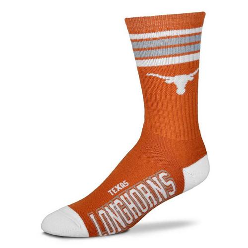 For Bare Feet Texas Longhorns 4 Stripe Deuce Crew Socks - Primary Image