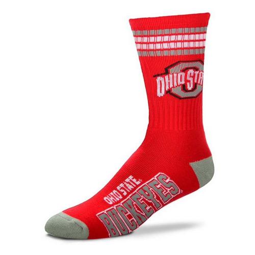 For Bare Feet Ohio State Buckeyes 4 Stripe Deuce Crew Socks - Primary Image