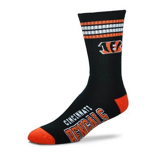 For Bare Feet Cincinnati Bengals 4 Stripe Deuce Crew Socks - Primary Image