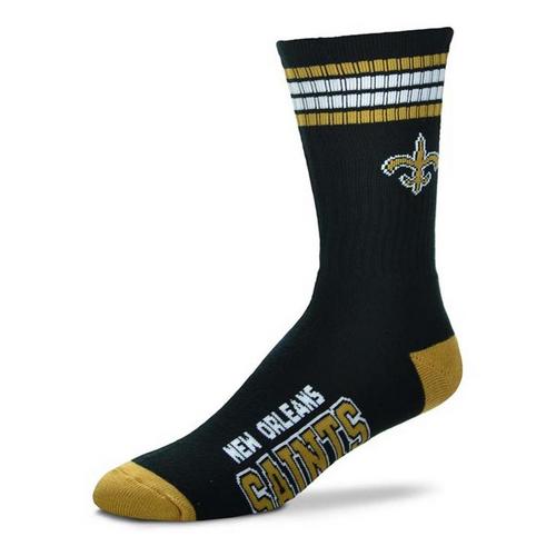 For Bare Feet New Orleans Saints 4 Stripe Deuce Crew Socks - Primary Image
