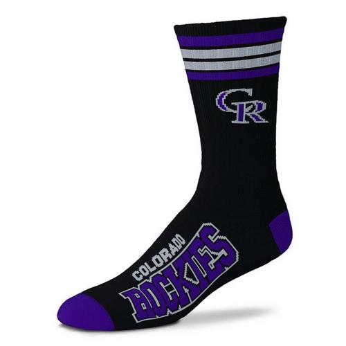 For Bare Feet Colorado Rockies 4 Stripe Deuce Crew Socks - Primary Image