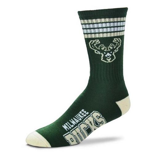 For Bare Feet Milwaukee Bucks 4 Stripe Deuce Crew Socks - Primary Image