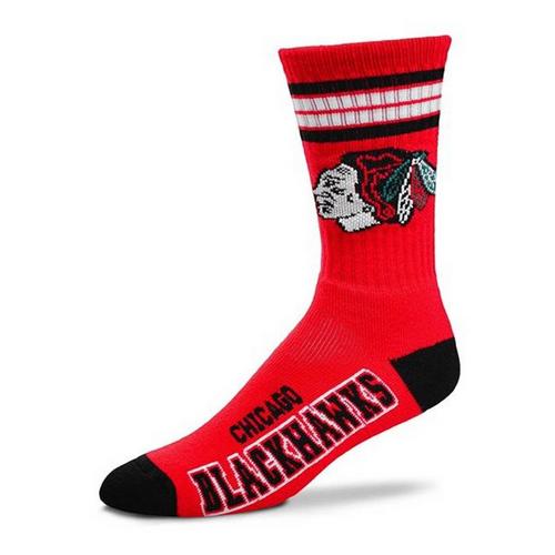 For Bare Feet Chicago Blackhawks 4 Stripe Deuce Crew Socks - Primary Image