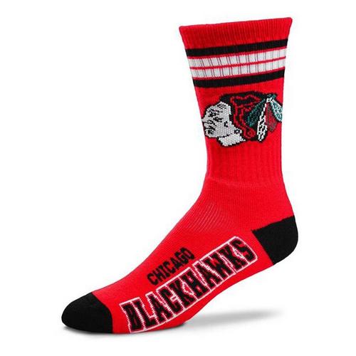 For Bare Feet Chicago Blackhawks 4 Stripe Deuce Crew Socks - Primary Image