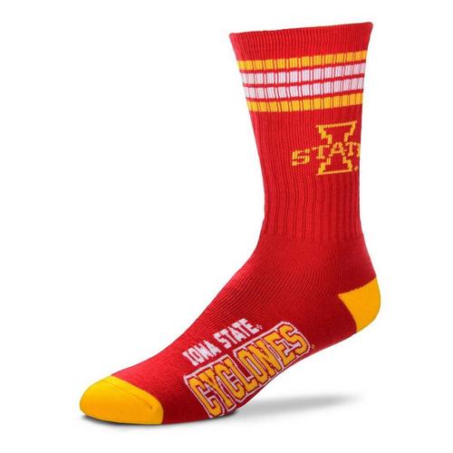 For Bare Feet Iowa State Cyclones 4 Stripe Deuce Crew Socks - Primary Image