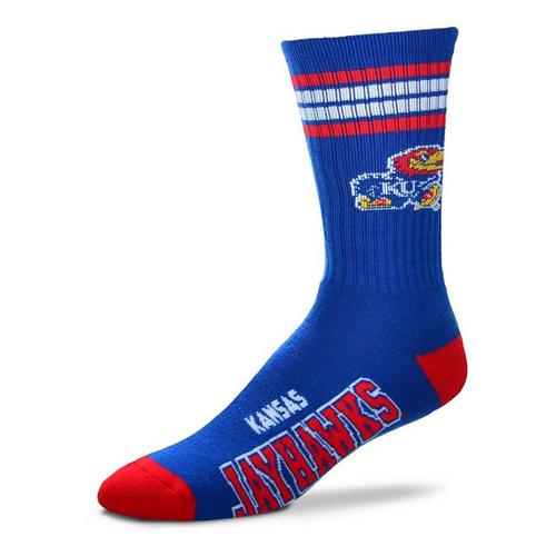 For Bare Feet Kansas Jayhawks 4 Stripe Deuce Crew Socks - Primary Image