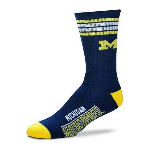 For Bare Feet Michigan Wolverines 4 Stripe Deuce Crew Socks - Primary Image