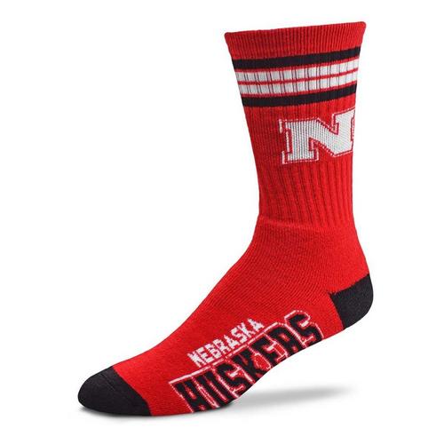 For Bare Feet Nebraska Cornhuskers 4 Stripe Deuce Crew Socks - Primary Image