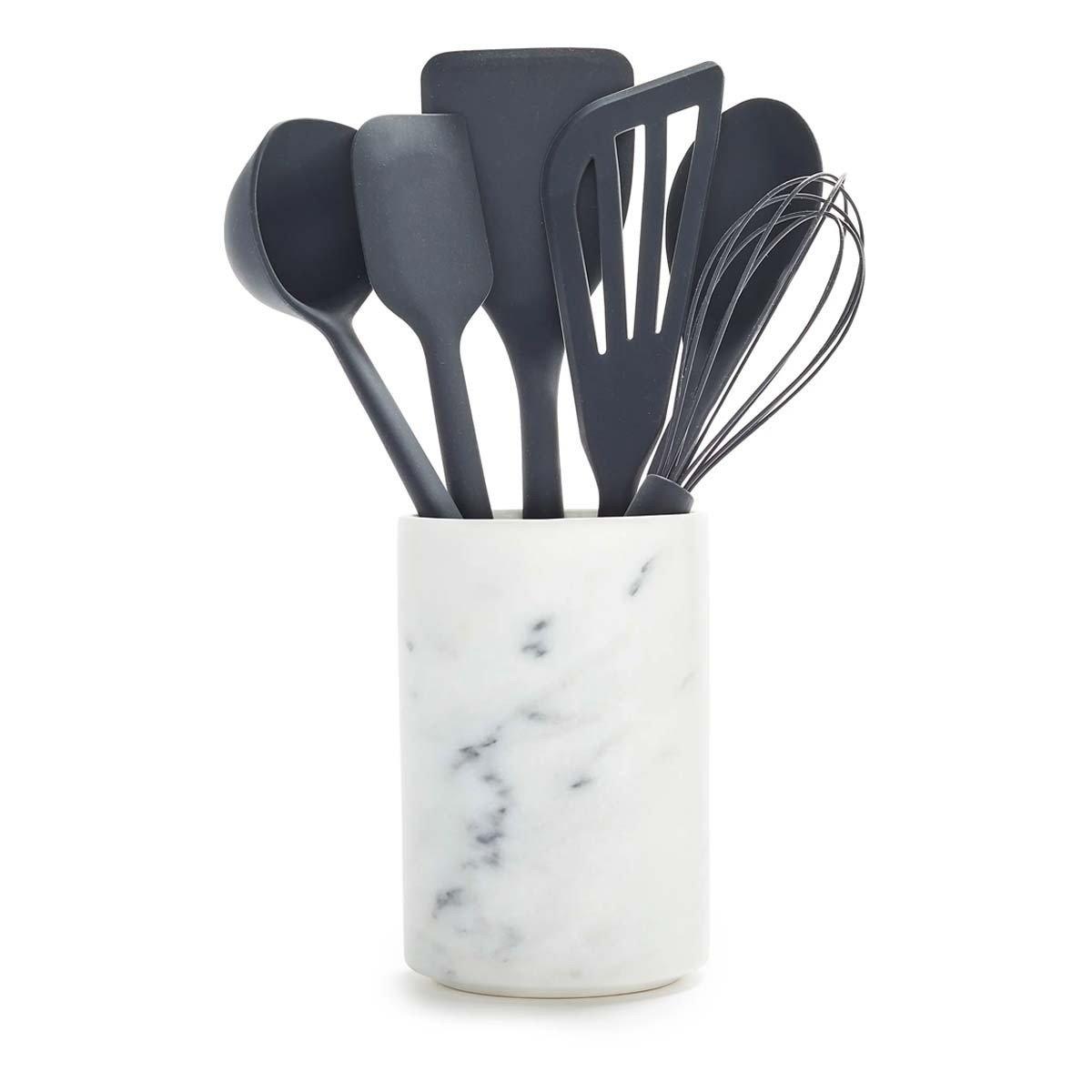 GreenPan Platinum Silicone 7-Piece Utensil and Crock Set  Gray - GreenPan
