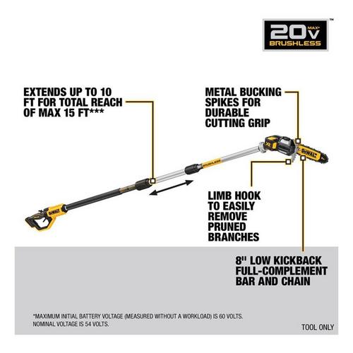 DeWalt 20V MAX XR 8 in. 20 V Battery Chainsaw/Pole Saw Combo Tool Only - Primary Image