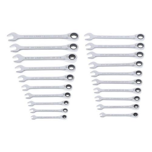 Craftsman 12 Point Metric and SAE Ratcheting Box Wrench Set - 20 pc - Primary Image