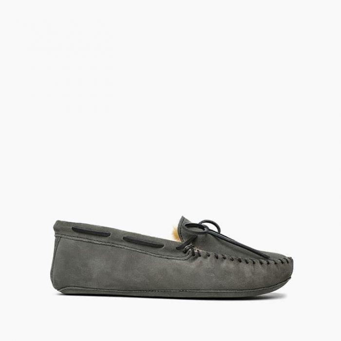 Minnetonka Sheepskin Softsole Moccasins for Men - Grey