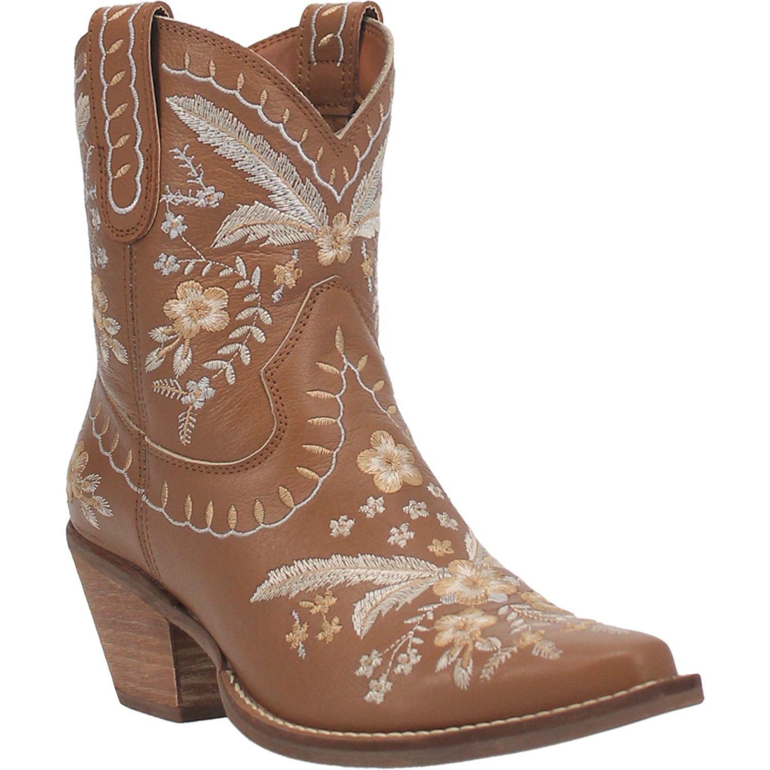 Dingo Womens Primrose Stacked Heel Cowboy Boots, 7 Medium, Brown