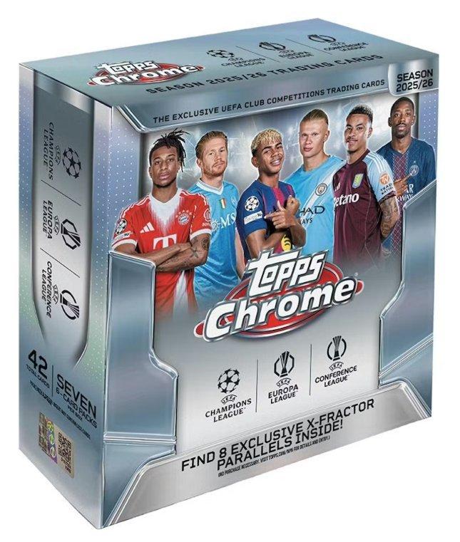 2025-26 Topps Chrome UEFA Club Competitions Soccer Trading Card Mega Box