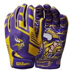 Kids Wilson NFL Stretch Fit Minnesota Vikings Football Receiver Gloves - Thumbnail 1 of 2