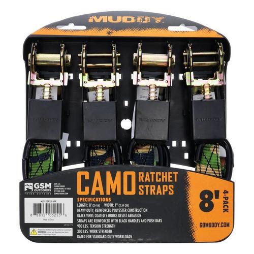 1"x8' Ratchet Strap 4 Pack - Primary Image