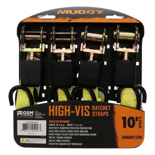 1"x10' Ratchet Strap 4 Pack - Primary Image