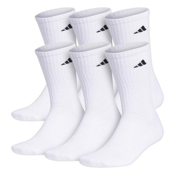 Men's adidas Cushioned Crew Socks Medium White/Black 6 Pack