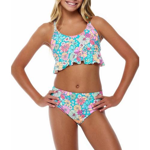 Girls' Beach Lingo Kozmic Blues Ruffle Swim Bikini Set - Primary Image