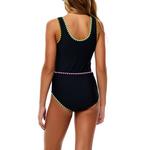 Girls' Beach Lingo Color Coded Cutout Whipstitch One Piece Swimsuit - Thumbnail 4 of 4