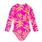 Girls' Beach Lingo Shape Shifter Long Sleeve Rash One Piece Swimsuit - Thumbnail 1 of 2