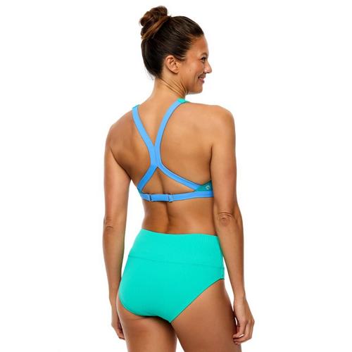 Women's Next In The Groove Streamline High Neck Colorblock Swim Bikini Top - Primary Image