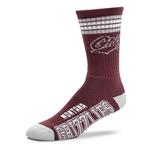 For Bare Feet Montana Grizzlies 4 Stripe Deuce Crew Socks - Thumbnail 1 of 2