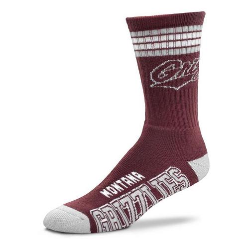 For Bare Feet Montana Grizzlies 4 Stripe Deuce Crew Socks - Primary Image