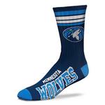 For Bare Feet Minnesota Timberwolves 4 Stripe Deuce Crew Socks - Thumbnail 1 of 2