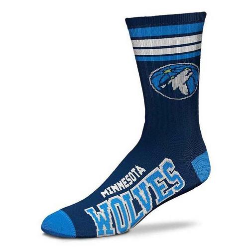For Bare Feet Minnesota Timberwolves 4 Stripe Deuce Crew Socks - Primary Image