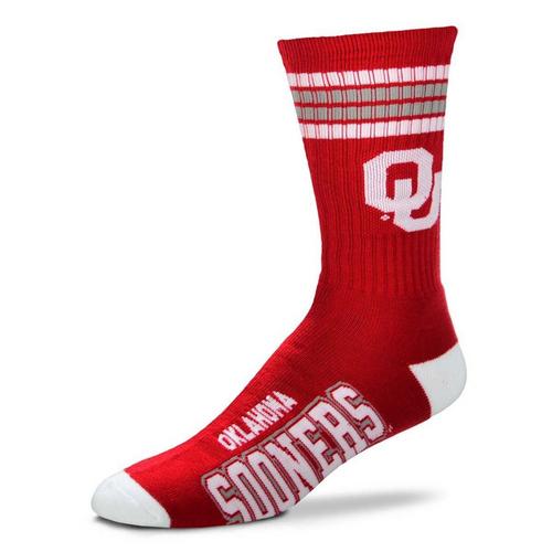 For Bare Feet Oklahoma Sooners 4 Stripe Deuce Crew Socks - Primary Image