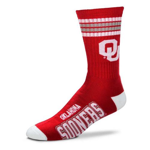 For Bare Feet Oklahoma Sooners 4 Stripe Deuce Crew Socks - Primary Image