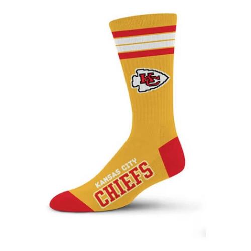 For Bare Feet Kansas City Chiefs 4 Stripe Deuce Crew Socks - Primary Image