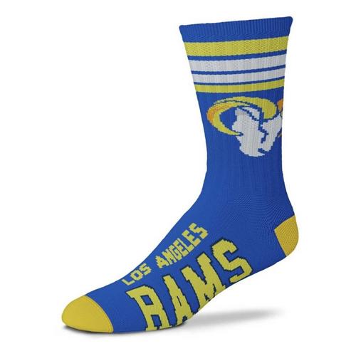 For Bare Feet Los Angeles Rams 4 Stripe Deuce Crew Socks - Primary Image