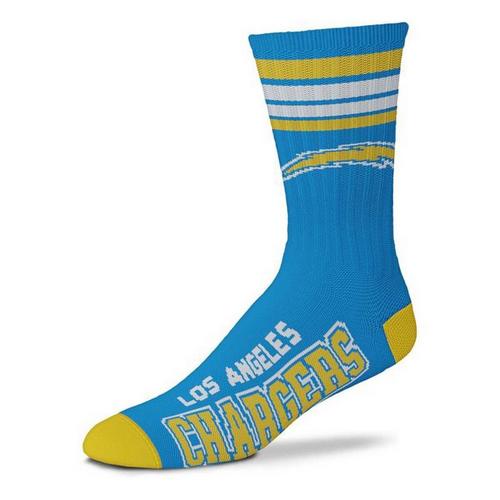 For Bare Feet Los Angeles Chargers 4 Stripe Deuce Crew Socks - Primary Image