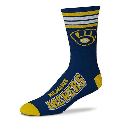 For Bare Feet Milwaukee Brewers 4 Stripe Deuce Crew Socks - Primary Image