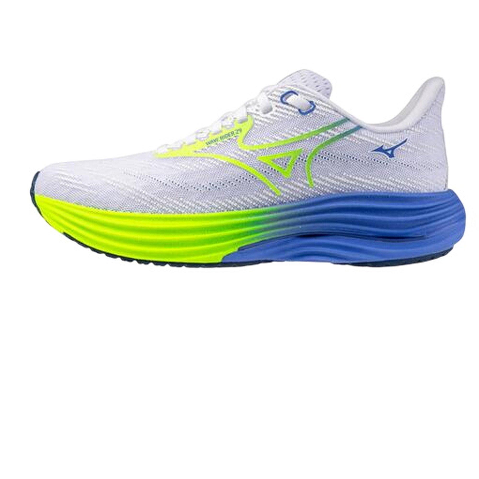 Mizuno Womens Wave Rider 29 Wide - Running Shoes - White / Lightning Yellow Size 6.5