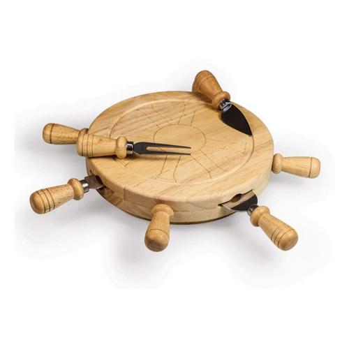 Picnic Time Mariner Lazy Susan Cheese Cutting Board & Tools Set - Primary Image