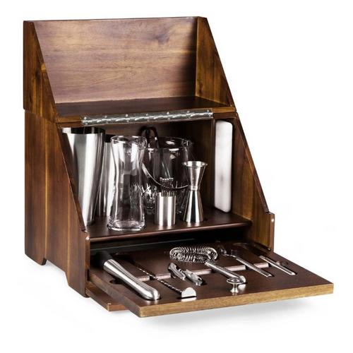 Picnic Time Madison Acacia Tabletop Bar Set - Primary Image