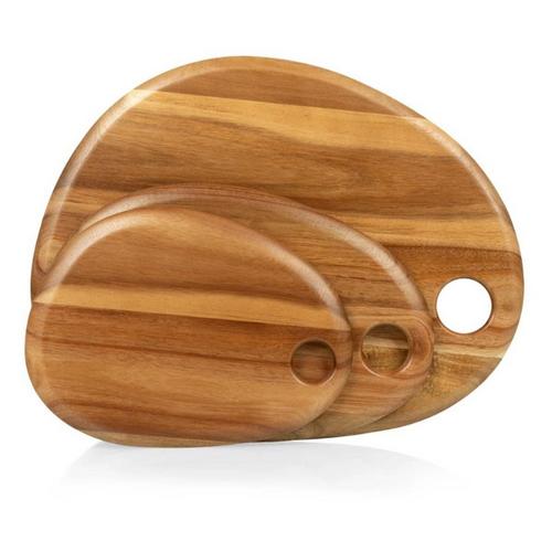 Picnic Time Set of 3 Pebble Shaped Acacia Serving Boards - Primary Image
