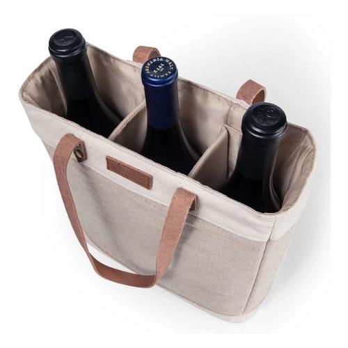 Picnic Time Pinot Jute 3 Bottle Insulated Wine Bag - Primary Image