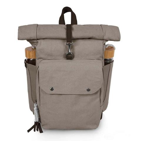 Picnic Time Carmel Roll Top Picnic Backpack Cooler with Utensil Set & Glass Water Bottles - Primary Image