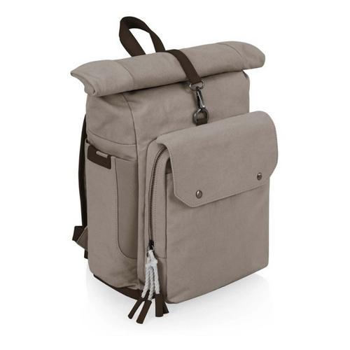 Picnic Time Carmel Roll Top Picnic Backpack Cooler with Utensil Set & Glass Water Bottles - Primary Image