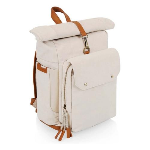 Picnic Time Carmel Roll Top Picnic Backpack Cooler with Utensil Set & Glass Water Bottles - Primary Image