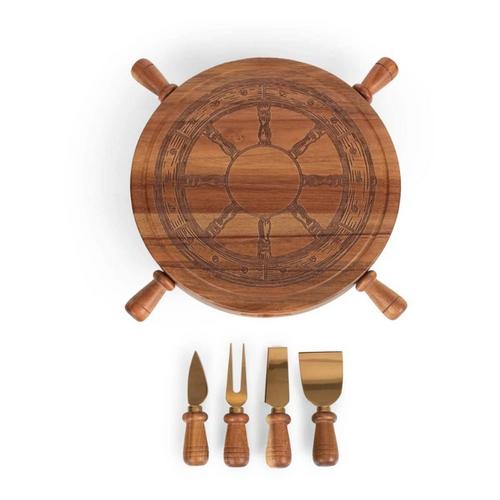 Picnic Time Helmsman Lazy Susan Cheese Board & Tool Set - Primary Image